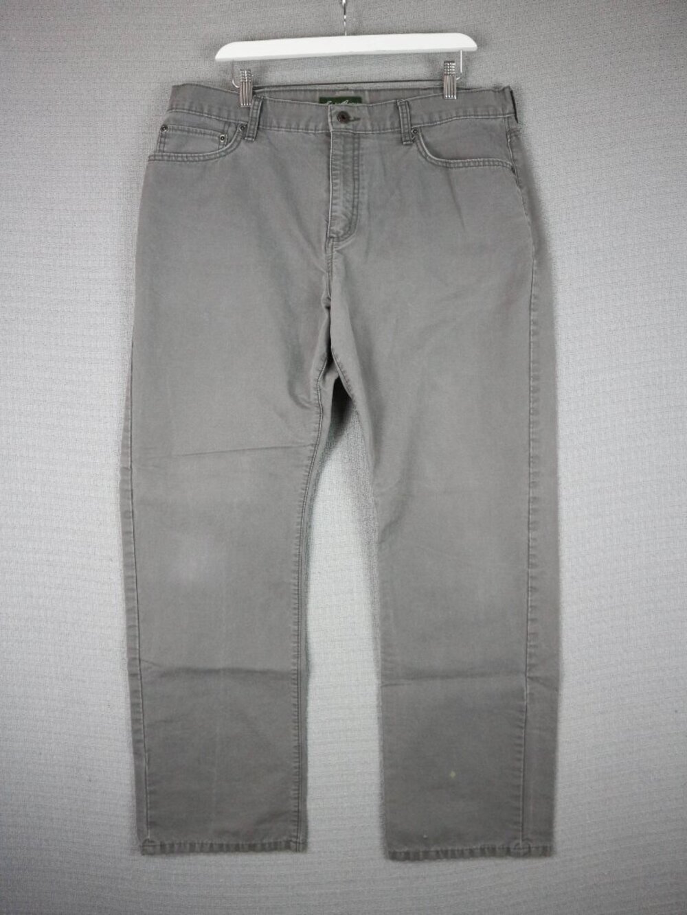 Eddie Bauer Cotton Canvas Straight Cut Grey Pants 36x32 (Hemmed)